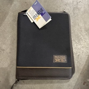 Vintage MEAD Five-Star XL Zip Up Binder Organizer Black Brown RARE 12x14 NWT - Picture 1 of 4