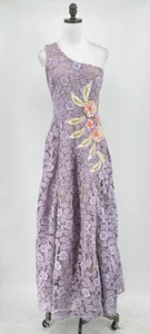 Helsi Lavender Annabelle One Shoulder Floral Lace Gown Sz M $775 - Picture 1 of 6