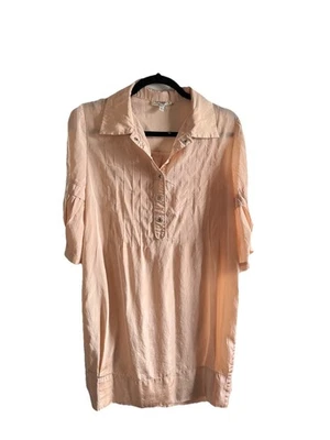 Burberry London Vintage Light Peach Button Up Collar Midi Shirt Dress Size 2 - Image 1 of 4