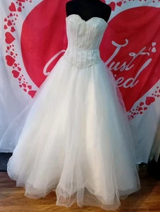 Wedding dress size 8 white satin/tulle Pure Bridal, check measurements, H - Picture 1 of 6