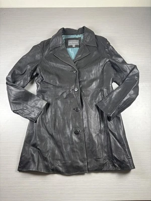 Apt 9 куртка женщин большой черный из овчины кожи кнопка спереди пальто классический стиль - Изображение 1 из 4