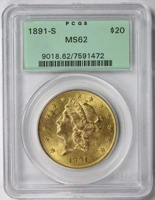 1891-S Liberty Head Double Eagle Gold $20 MS 62 PCGS OGH Foto 1 de 4