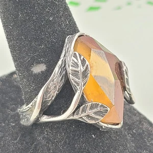 Anillo retirado Silpada plata esterlina hoja 3D cristal citrino mano derecha talla 8 - Imagen 1 de 9