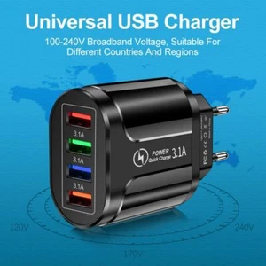 4 Ports Portable LED Power Supply Adapter USB Transformer Fast Quick Charger - Zdjęcie 1 z 14