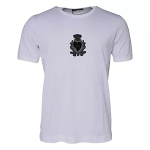 DOLCE & GABBANA T-Shirt Weiß Logo Herz Baumwolle Rundhals IT44/US34/XS 750usd - Bild 1 von 7