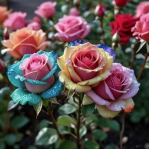 50 Samen Mehrfarbig Seltene Rose Regenbogen-Blumensamen Hausgartenpflanze Uk ❥ - Bild 1 von 20