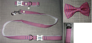Sydney & co collar lead bowtie keyring by Hugo & Hudson size medium purple & red