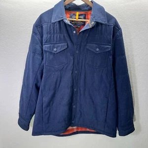 Chaqueta de franela Orvis Outdoors azul marino a presión para hombre bolsillos en L cálida ligera suave - Imagen 1 de 6