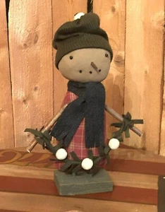 Primitive Rustic Snowman - winter Christmas decor, Snow man snowballs distressed - Picture 1 of 1