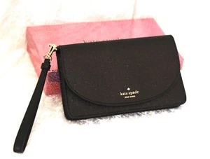 KATE SPADE NEW YORK TASCHE CLUTCH WRISTLET JOELEY GLITZER SCHWARZ XMAS PARTY NEU - Bild 1 von 6