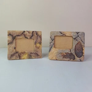 Stone Look Photo Frames Fossil Leaf Small Fits 5cm x 7cm Photo Set Of 2 - Picture 1 of 13