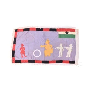 Bandera Asafo Frankaa con apliques Ghana 57,5x32,5 pulgadas - Imagen 1 de 8