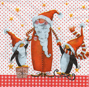 4 Servietten Motivservietten Napkins Papierserviette Weihnachten Pinguine (1252)