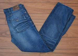Mens Blue Armani, AJ Armani Distressed Look Button Fly Jeans, Size W30" L30.5". - Picture 1 of 12