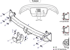 Barra de remolque automotriz con brida fija Towtrust para Jaguar XF X260 2015-en adelante - Imagen 1 de 8
