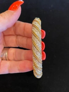 BRAZALETE DE COLECCIÓN CHAPADO EN ORO PAVIMENTO CRISTAL CON BISAGRAS - Imagen 1 de 10