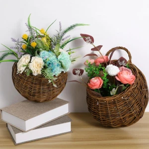 2Pcs round Hanging Planter Burlap Flower Basket Flower Hanging Basket Wall Ha... - Picture 1 of 9
