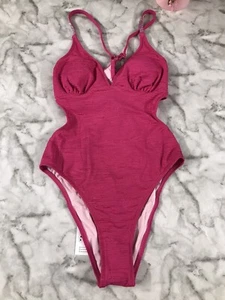 Cupshe Women's One Piece PINK Strappy Bathing Suit Small Live Life on the Beach - Picture 1 of 9