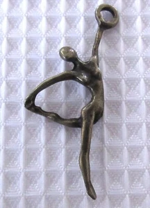 Vintage Silver Tone Gymnast Ballerina Dancer Pendant Charm 1-7/8" - Picture 1 of 2