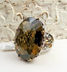 MICHAEL VALITUTTI OVALSCHLIFF RAUCHQUARZ UND STERLINGSILBER COCKTAIL RING GRÖSSE 7 - Bild 1 von 10