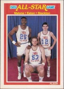 1989-90 Fleer All-Star Game #163 - Malone, Eaton, Stockton - Picture 1 of 2