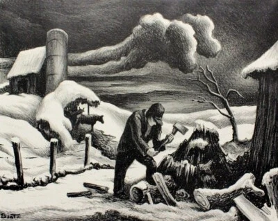 The Wood Pile Thomas Hart Benton American Regionalist Farm Scene Art Print - Image 1 of 2