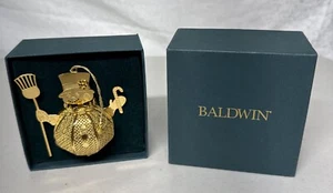 BALDWIN 24KT GOLD ÜBER MESSING HERR SCHNEEMANN WEIHNACHTSSCHMUCK - Bild 1 von 5