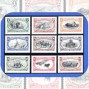 1998 TRANS-MISSISSIPPI NEUAUFLAGE kompletter Satz 9 verschiedene Briefmarken #3209 a-i - Bild 1 von 2