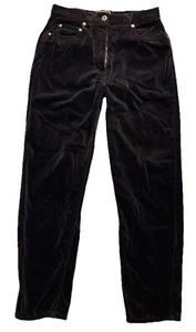 Vintage AT Denim Corduroy Pants Sz 6P 100% Cotton Black Tapered - Picture 1 of 4