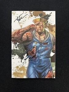 STREET FIGHTER OMEGA #1 GUILE BATTLE DAMAGE VIRGIN SIGNED by TYLER KIRKHAM COA - Picture 1 of 11