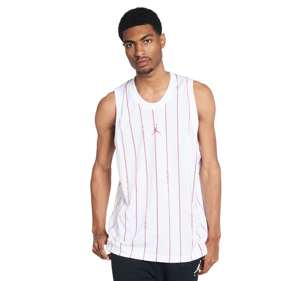 Nike Air Jordan Basketball Game Tank Top Jersey White Red Men 3XL DM1380-100