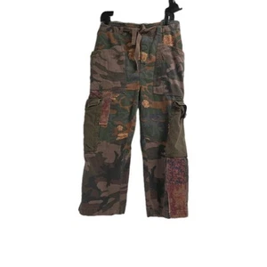 Free People Pantalone Donna Piccolo Arancione Mimetico Harem Patchwork Militare Floreale - Foto 1 di 9