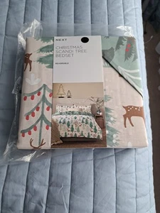 Brand New Next Christmas Scandi Tree Double Duvet Cover Set - Picture 1 of 8