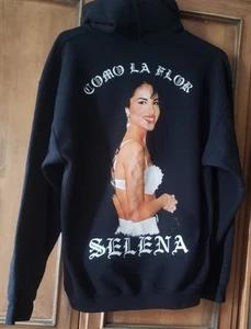 SELENA Official Hoodie Navy Como La Flor Pullover Sweatshirt Medium - Picture 1 of 5