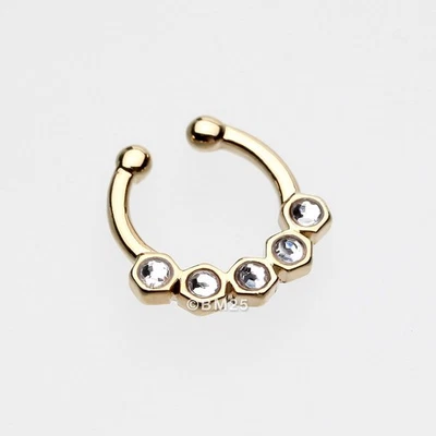 Hexa Gemina Sparkle Fake Septum Clip-On Ring - Image 1 of 4