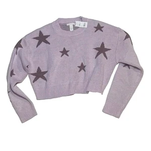 Full Tilt Pullover * Medium * LILA MIT STERNEN * Langarm Cropped * 90er Style - Bild 1 von 3