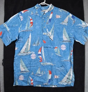 Reyn Spooner Transpac 2017 Hawaiian Shirt Mens Extra Large Sail Boat Ship - Picture 1 of 16