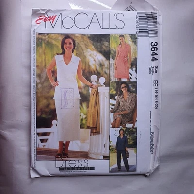 McCall's 3644 Misses's Pull Over Dress Top Pants Skirt Pattern Size 14-20 Uncut - Image 1 of 2