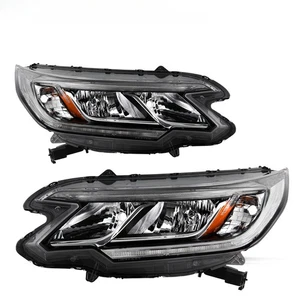 For 2015-2016 Honda CRV CR-V Black Headlights Amber Corner Headlamps Left+Right - Picture 1 of 7