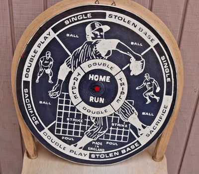 Vintage Double Sided Dart Board Retro Pub Bar Decor Made in England 17" - Image 1 of 4