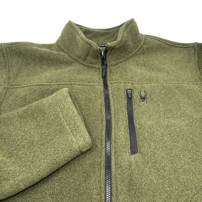 Spyder Mens 2XL Solid Green Full Zip Long Sleeve Soft FleeceThick Sweater - Image 1 of 4