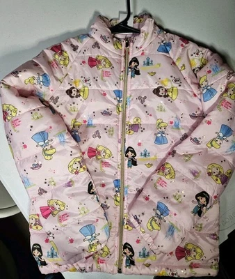 Chaqueta Princesa Disney Talla 9/10 Niñas Rosa Dibujos Animados Lindo Puffer! Abrigo Princesas Foto 1 de 4