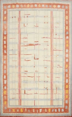 Vegetable Dye Gabbeh Large Area Rug 9x12 Ft Hand-Knotted Geometric Wool Carpet - Image 1 of 4