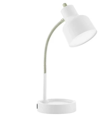 Modern White Adjustable Gooseneck Desk Lamp with Tray Base & On/Off Sw - Image 1 of 4