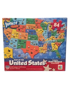 Map of the United States 84 Piece Jigsaw Puzzle Hasbro Made In USA NEW - Picture 1 of 7