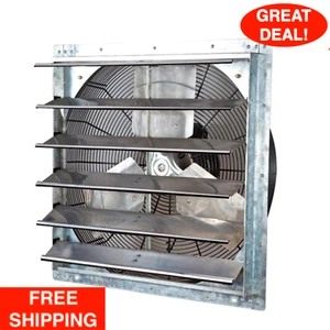 24" Shutter Exhaust Fan 4244 CFM Industrial Speed Wall Mount Garage Shop Attic   - Picture 1 of 24