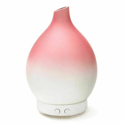 (Conjunto de 2) Difusor ultrassônico de aromaterapia de óleo essencial, cerâmica em rosa/branco - Imagem 1 de 4