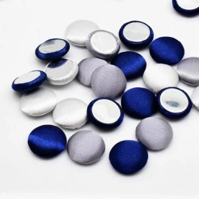 100pcs/lot Satin Fabric Covered Buttons 15mm Round Flat Backs Button Sewing Craf - Image 1 of 4