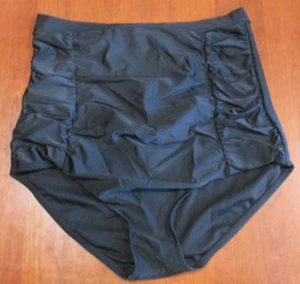 NWOT Cocoship Black Retro Style High Rise Bikini Bottom Womens 10 Lined 33873 - Picture 1 of 5