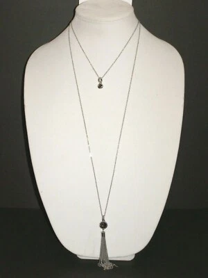 ANN TAYLOR LOFT PIEDRA BORLA COLGANTE COLLAR CONJUNTO PLATA SUAVE NUEVO CON ETIQUETAS Foto 1 de 3